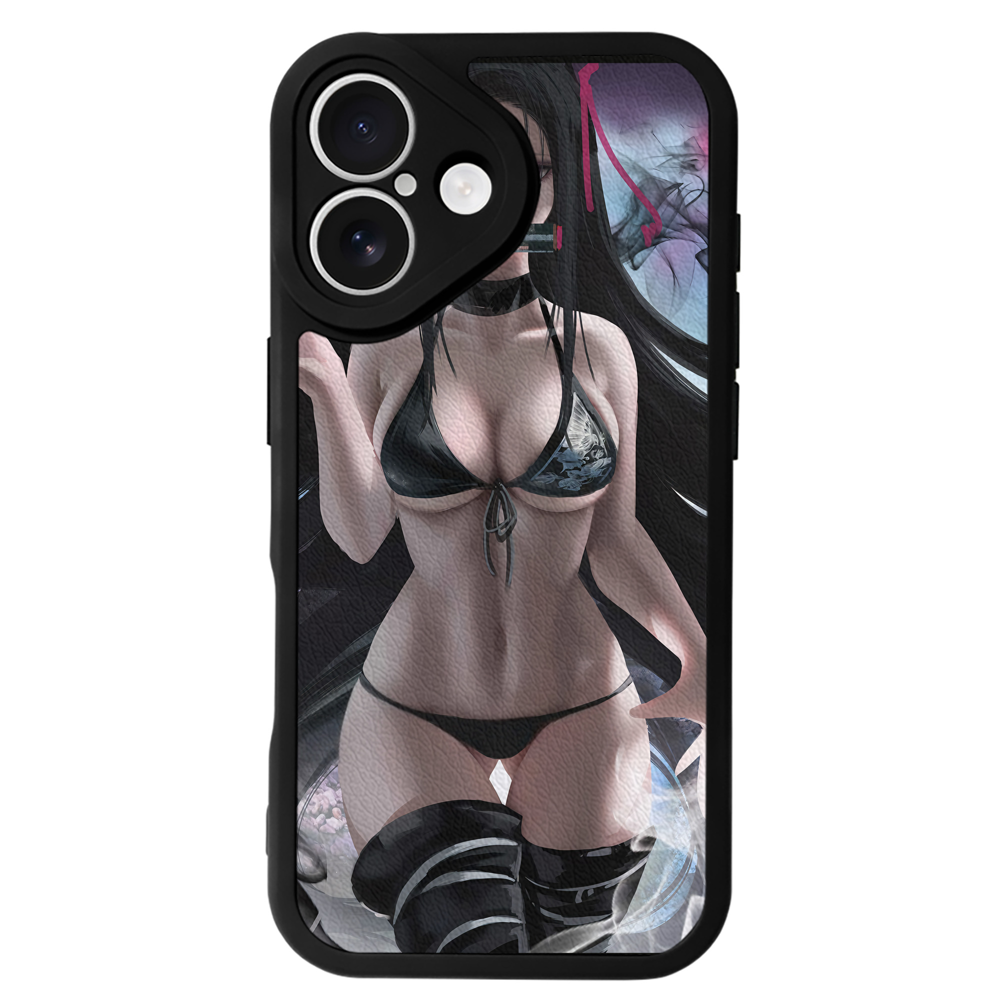 （画像用） 鬼滅の刃（きめつのやいば）竈門 禰󠄀豆子／かまど ねずこ Kamado Nezuko 【iPhone 16シリーズ対応】シリコンスマホケース（レザー調） 材質：シリコン